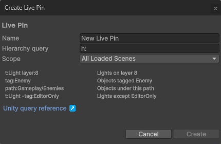Live Pin setup with a Hierarchy query